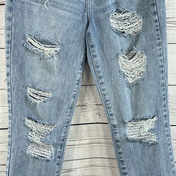 Pacsun SZ 27 Mom Jeans High-Rise Distressed 5-Pocket Light Wash Ankle Length - Picture 2 of 8